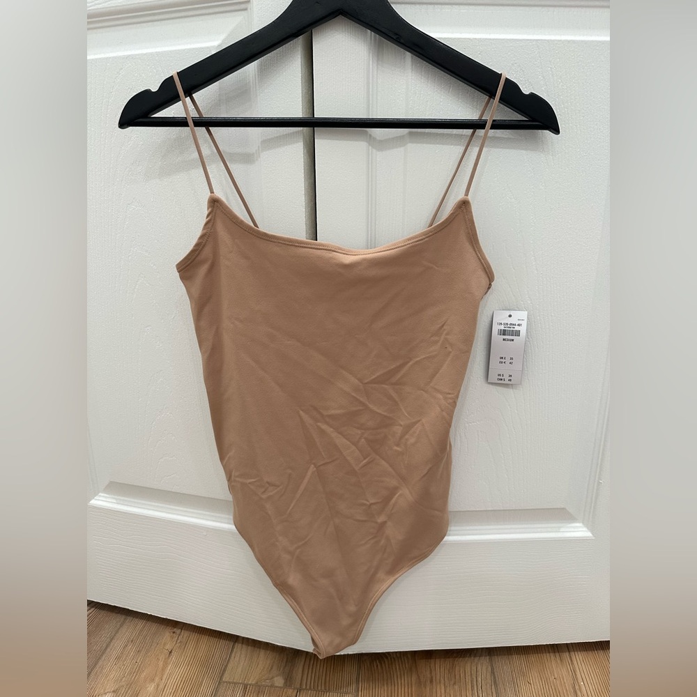 Abercrombie beige tan taupe spaghetti strap bodysuit tank NWT